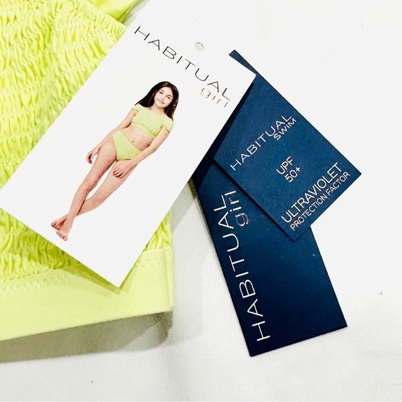 NWT Habitual Kids Girls' Bikini Tankini Swimsuit Ruched Off the Shoulder Top - Picture 3 of 5